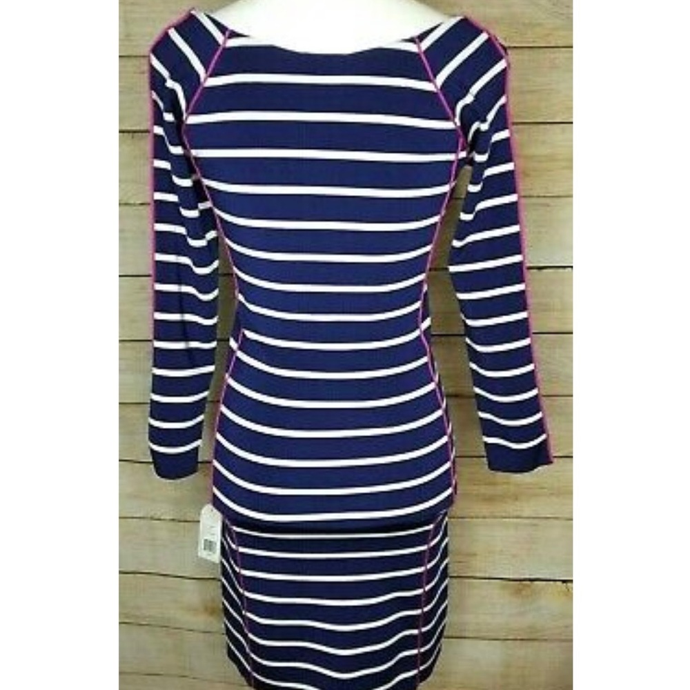 Jessica Simpson Bodycon Dress 3/4 Sleeve Striped Blue White M